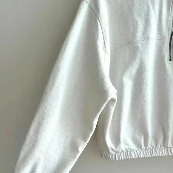 BP White 1/4 Zip Sports Jacket, Athleisure Athletic White Sweatshirt, Small - Picture 5 of 16